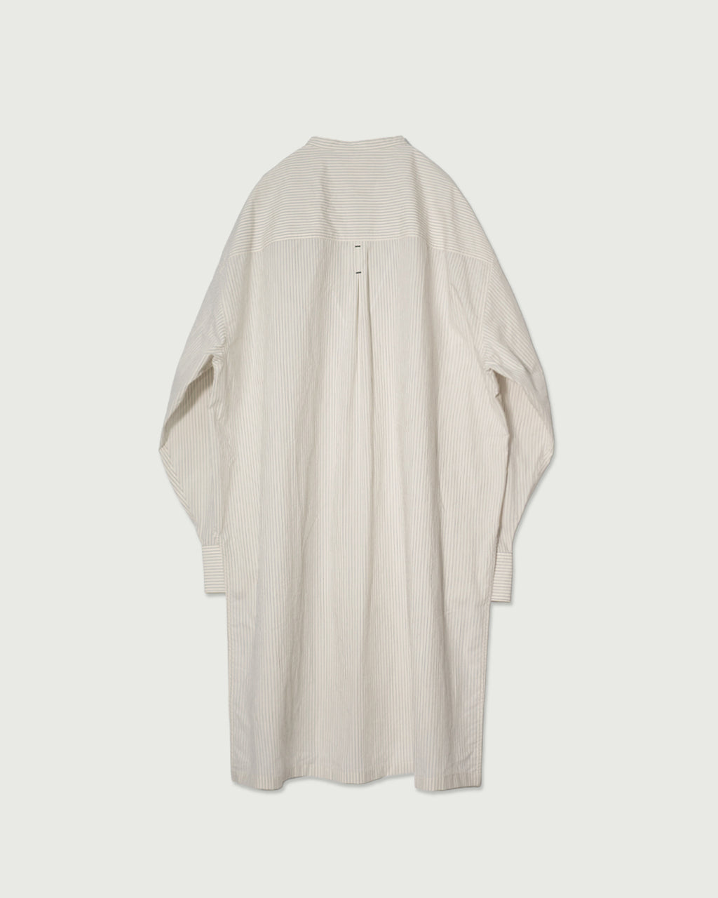Cotton Typewriter Round Slit Long Officer Shirt <#ivory stripe>