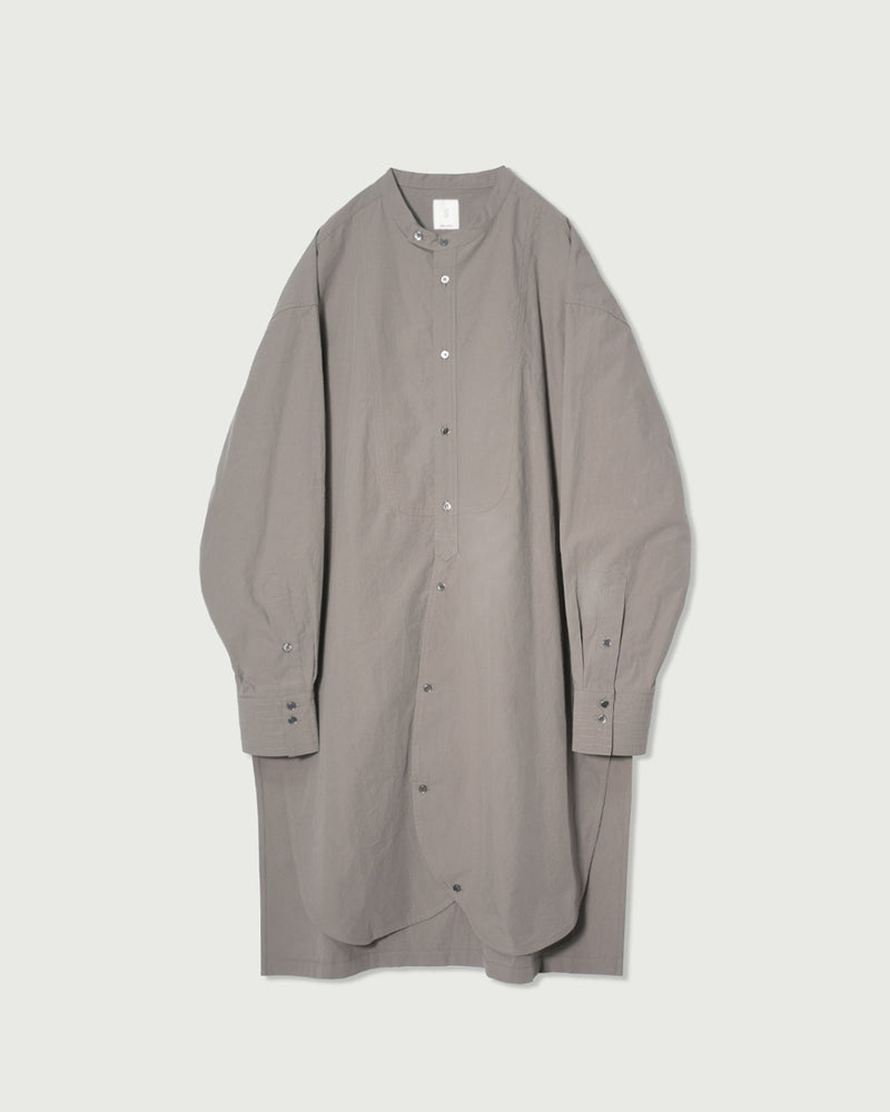 Cotton Typewriter Round Slit Long Officer Shirt <#greige>