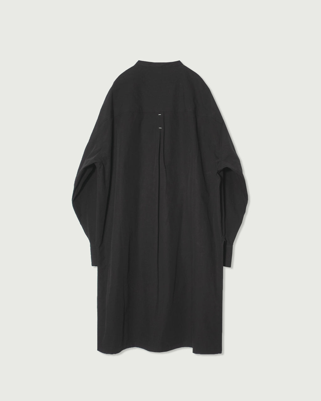 Cotton Typewriter Round Slit Long Officer Shirt <#ink black>