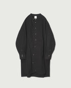 Cotton Typewriter Round Slit Long Officer Shirt <#ink black>
