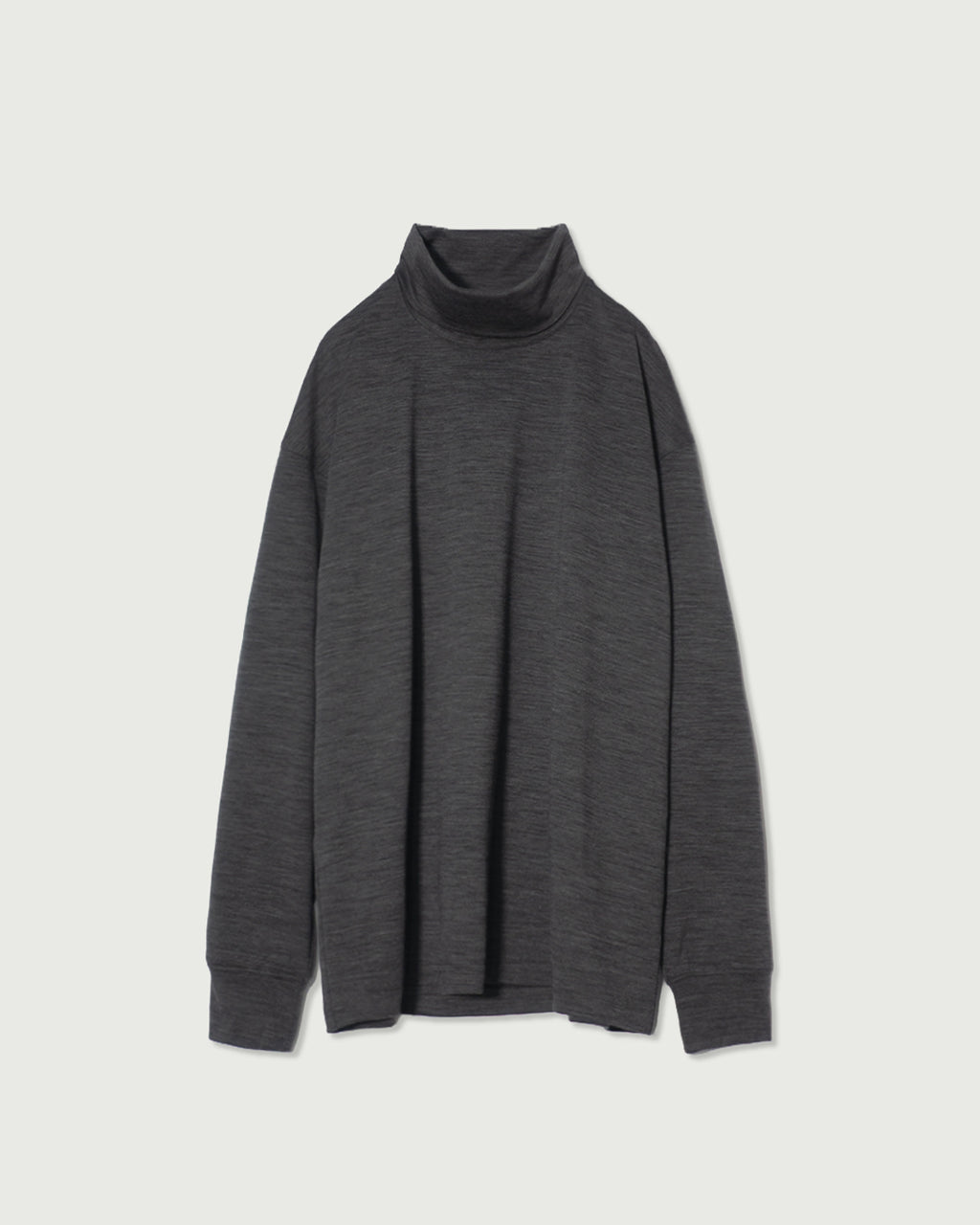 Super100s WOOL Plating Turtleneck L/S Logo TEE <#heather gray>