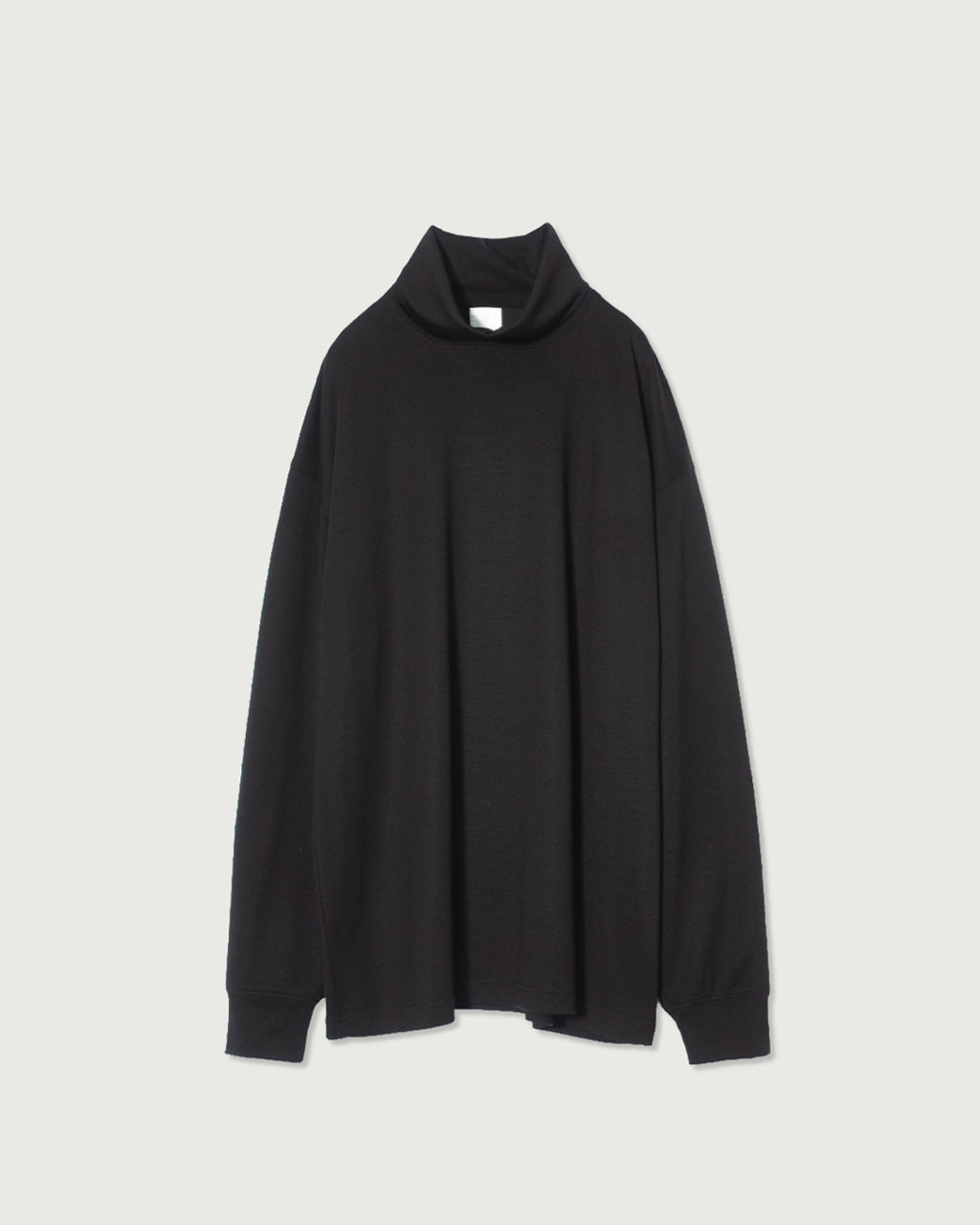 Super100s WOOL Plating Turtleneck L/S Logo TEE <#black>