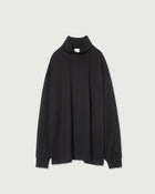 Super100s WOOL Plating Turtleneck L/S Logo TEE <#black>
