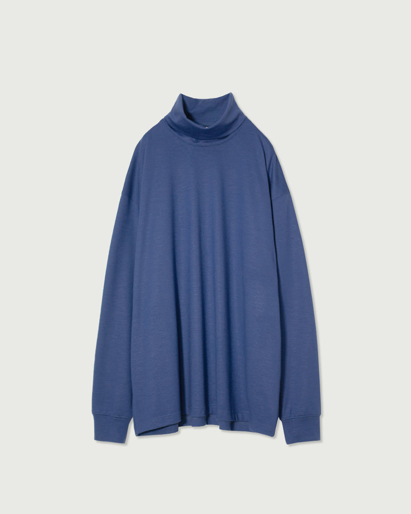 Super100s WOOL Plating Turtleneck L/S Logo TEE <#royal blue>