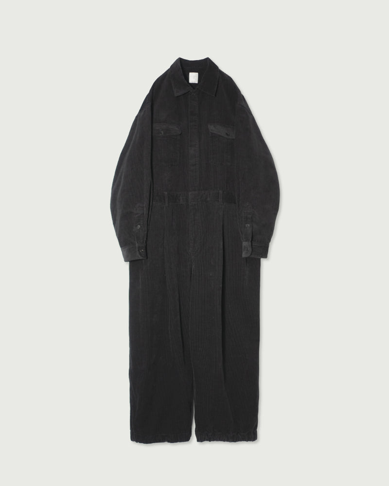 Vintage Washed Corduroy Euromilitary Jumpsuit <#ink black>