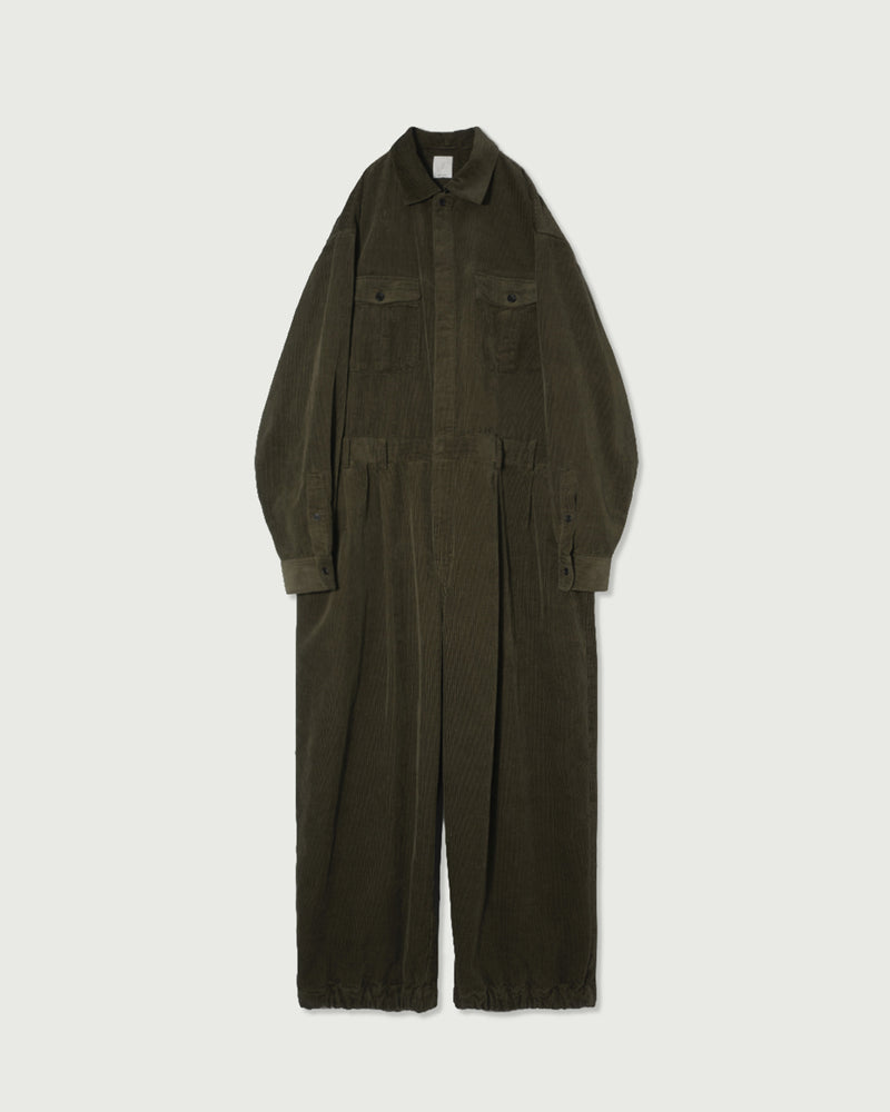 Vintage Washed Corduroy Euromilitary Jumpsuit <#olive>
