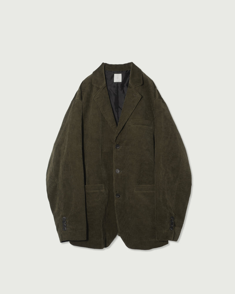 Vintage Washed Corduroy Single Tailored Jacket <#olive>