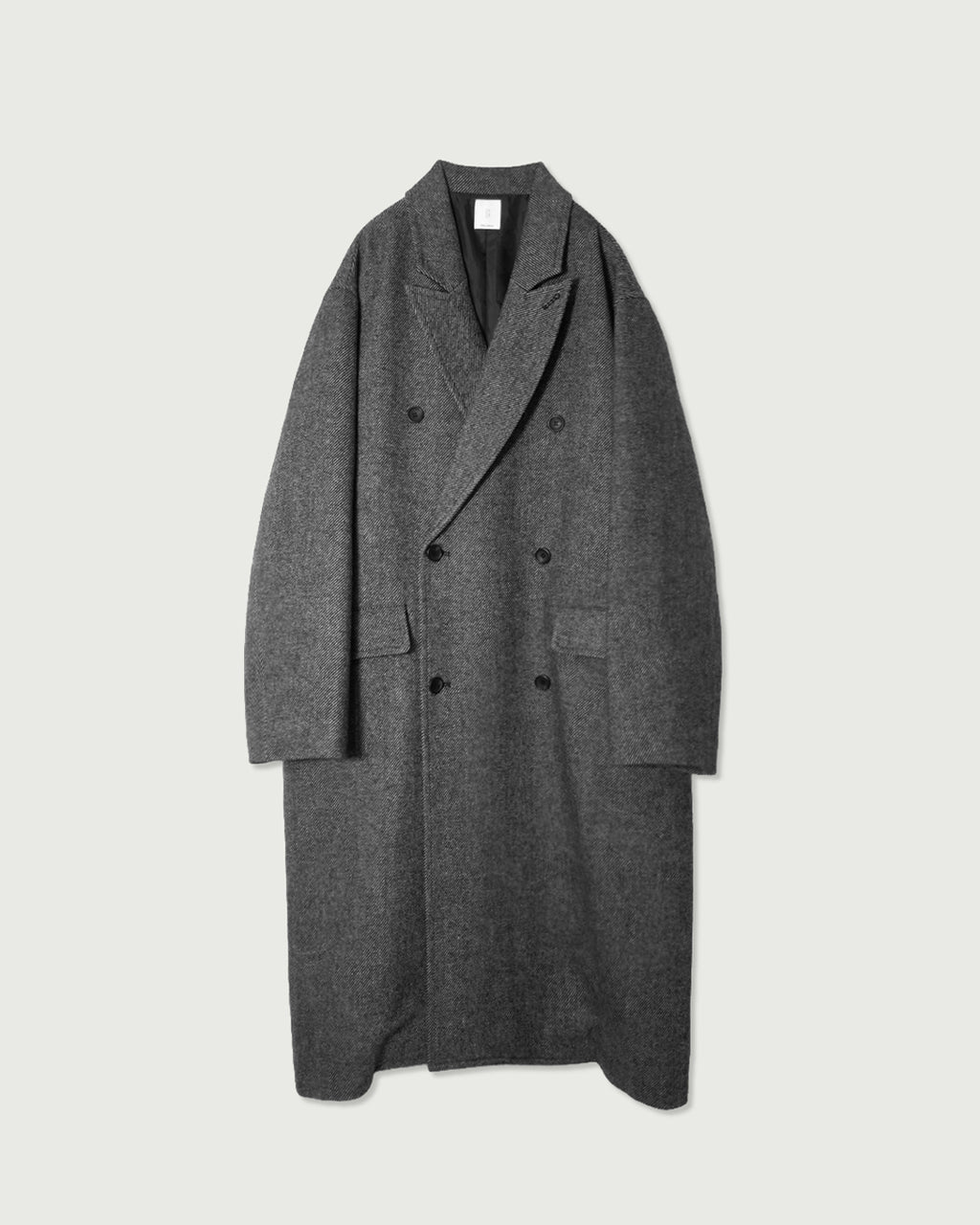 Wool Blend Double-Breasted Long Coat <#gray>