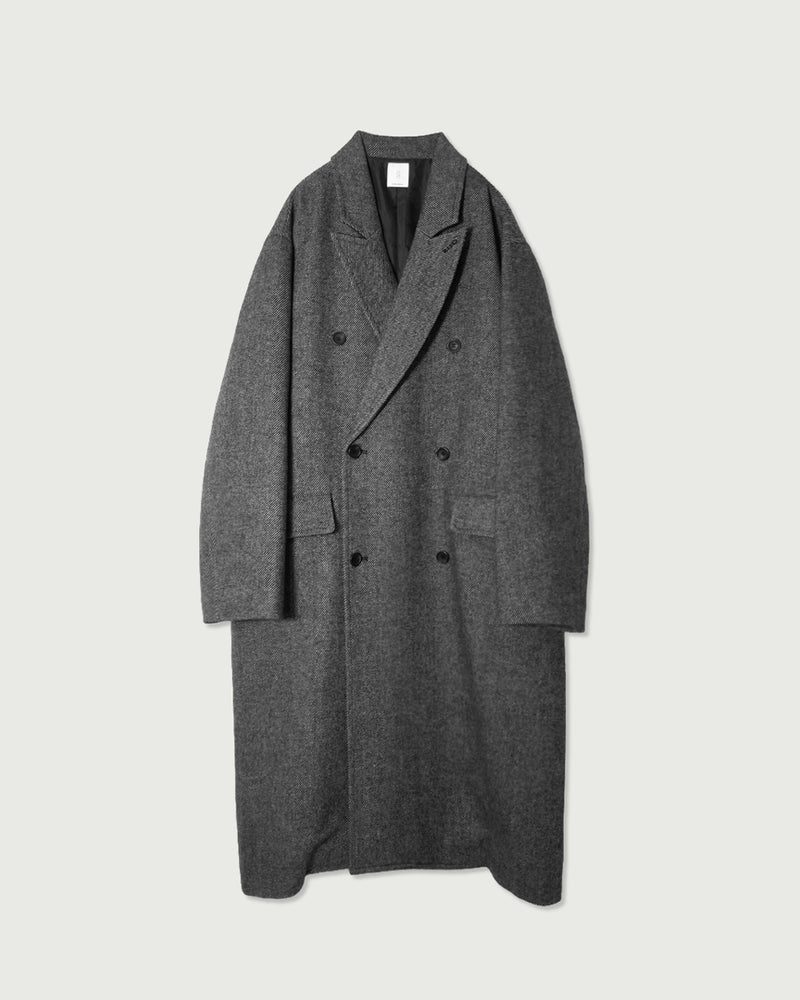 Wool Blend Double-Breasted Long Coat <#gray>