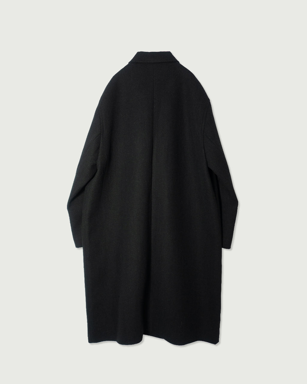 Wool Blend Double-Breasted Long Coat <#black>