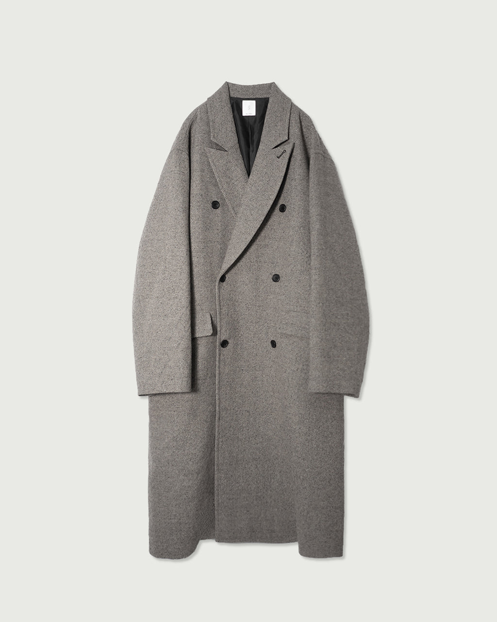 Wool Blend Double-Breasted Long Coat <#greige>