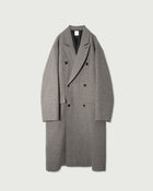 Wool Blend Double-Breasted Long Coat <#greige>
