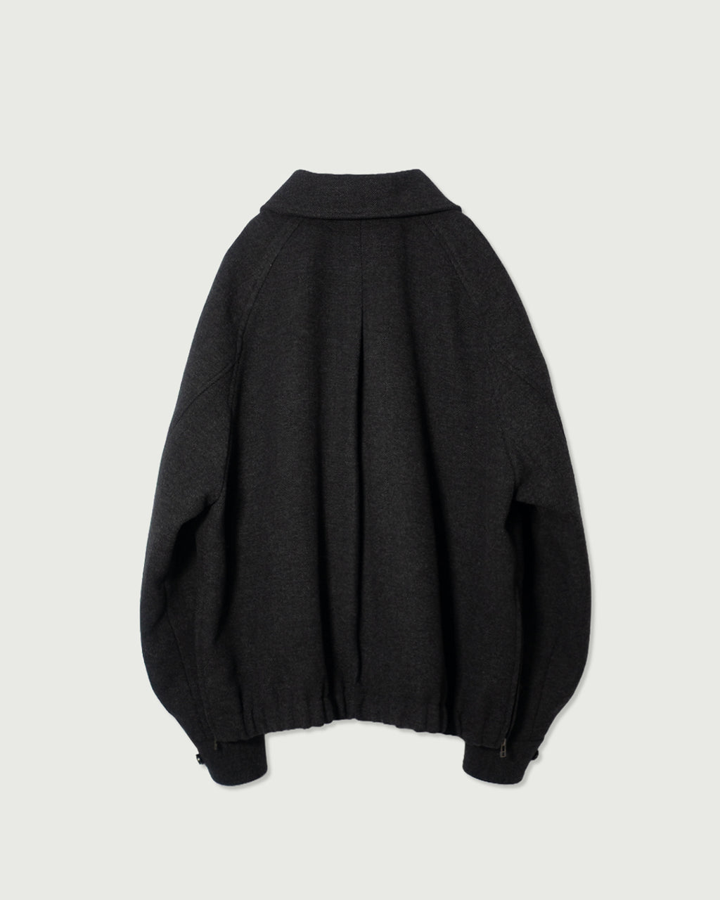 Wool Blend Herringbone Tweed Volume Zip Blouson <#black>