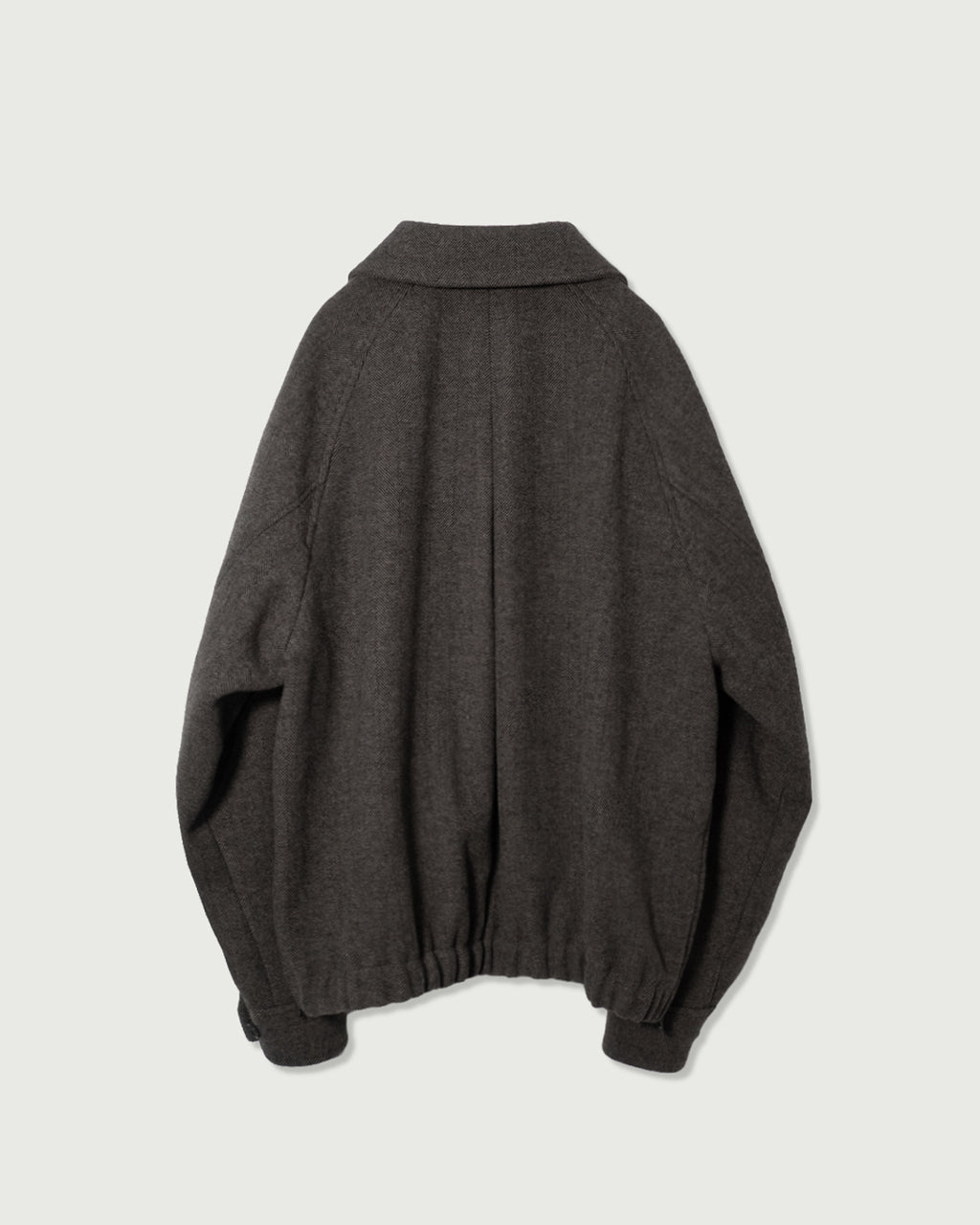 Wool Blend Herringbone Tweed Volume Zip Blouson <#brown>