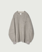 Shetland Wool Linen Crew Neck LS Tuck Rib Pullover <#light gray>