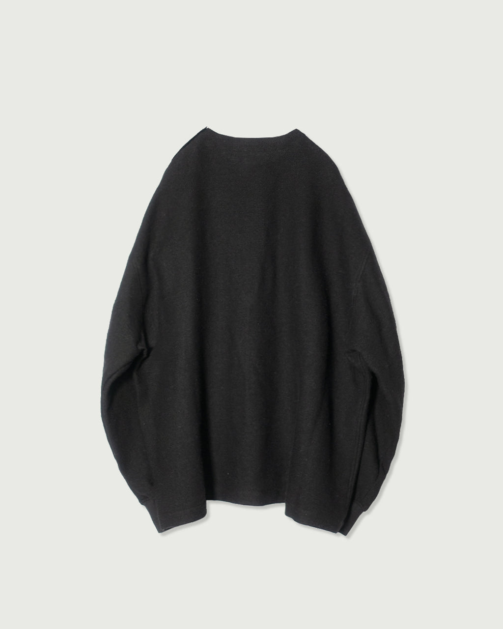 Shetland Wool Linen Crew Neck LS Tuck Rib Pullover <#black>