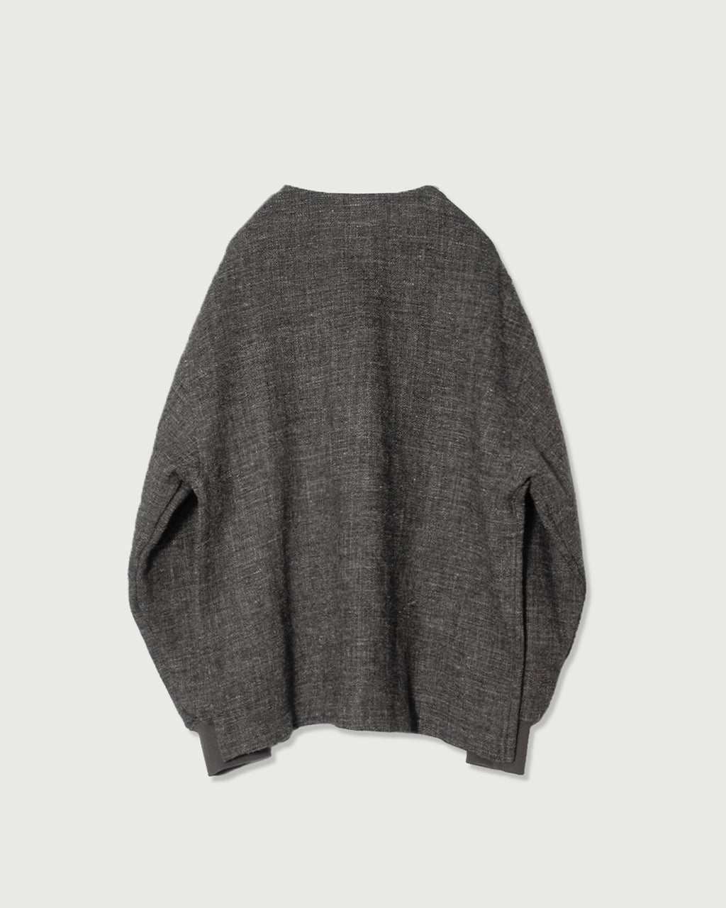 Shetland Wool Linen Crew Neck LS Tuck Rib Pullover <#charcoal>
