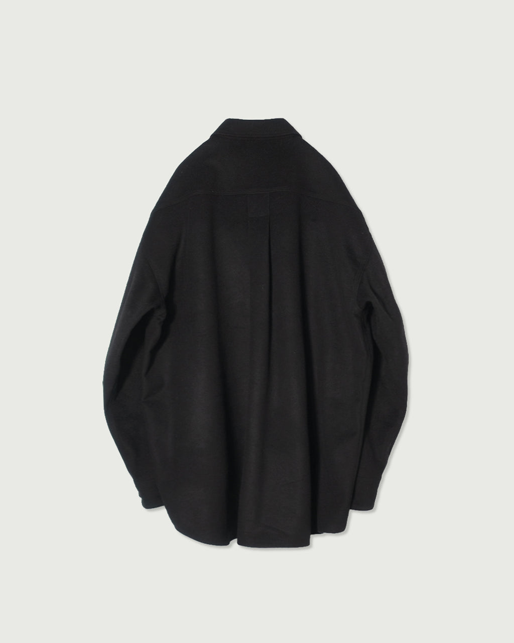 Wool Blend Heavy Flannel Wide Tuck Over Shirt <#black>