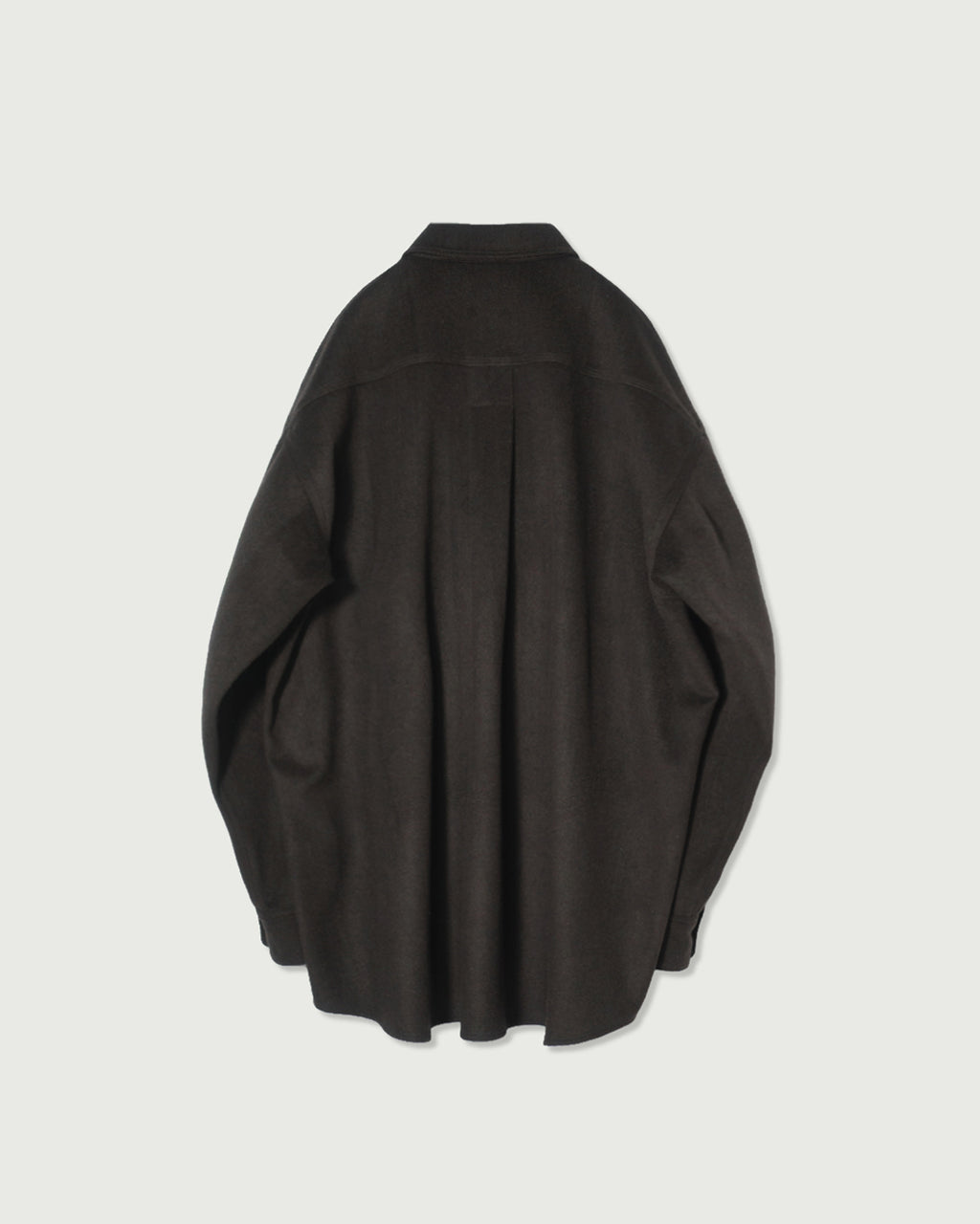 Wool Blend Heavy Flannel Wide Tuck Over Shirt <#olive>