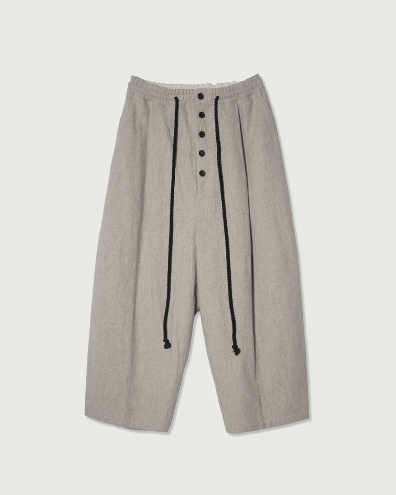 Shetland Wool Linen Rope Belt Easy Sarouel Pants <#light gray>
