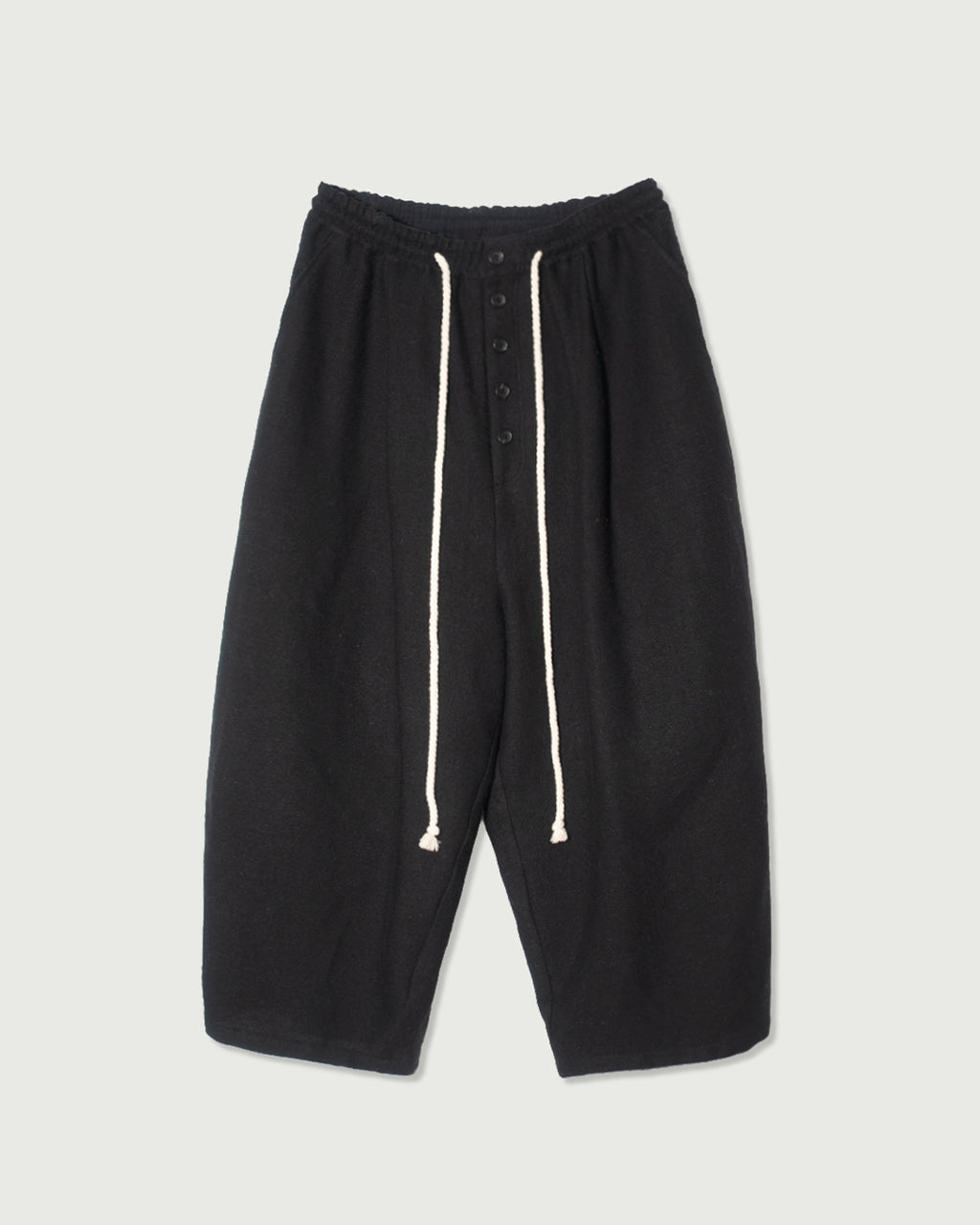 Shetland Wool Linen Rope Belt Easy Sarouel Pants <#black>