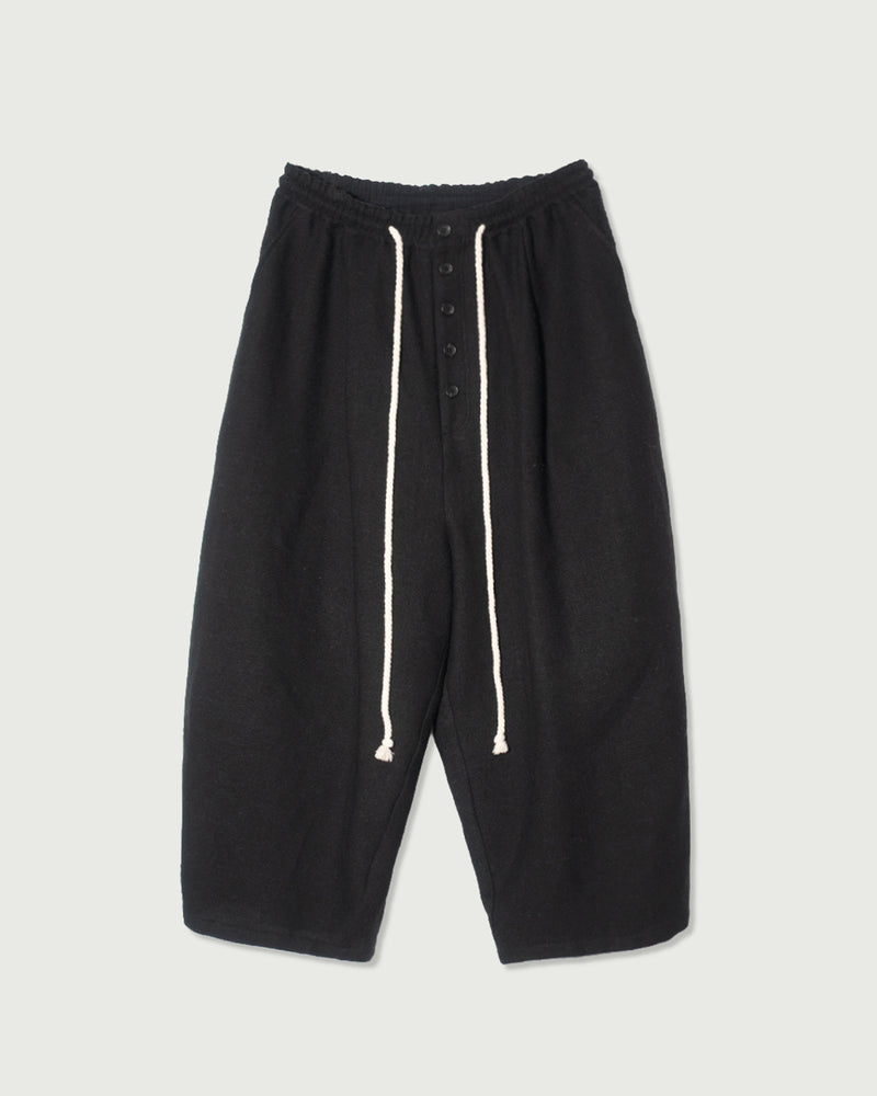 Shetland Wool Linen Rope Belt Easy Sarouel Pants <#black>