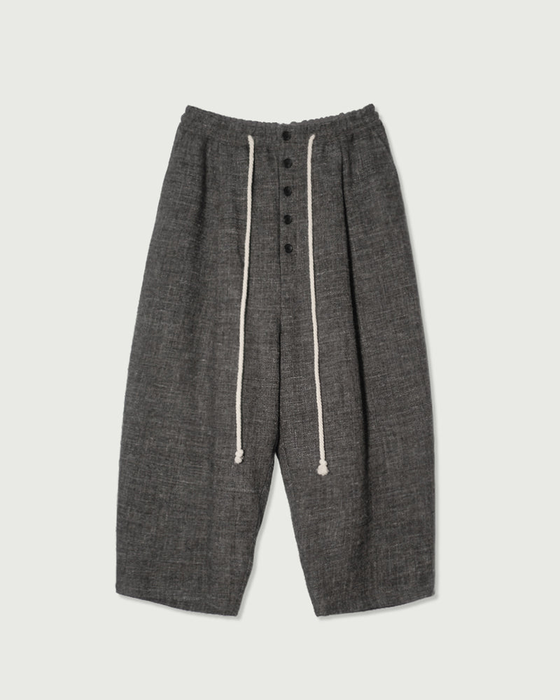 Shetland Wool Linen Rope Belt Easy Sarouel Pants <#charcoal>