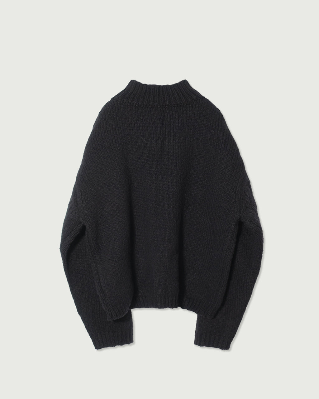 Wool Blend High Neck Hand-like Knit / Sweater <#black>