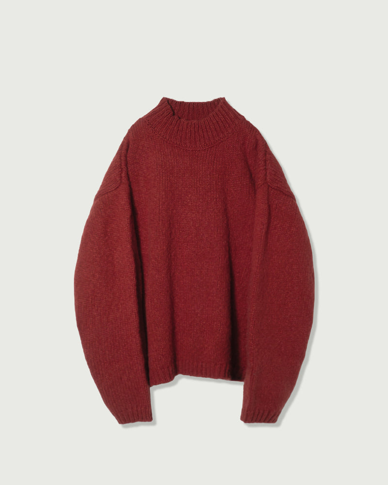 Wool Blend High Neck Hand-like Knit / Sweater <#red>