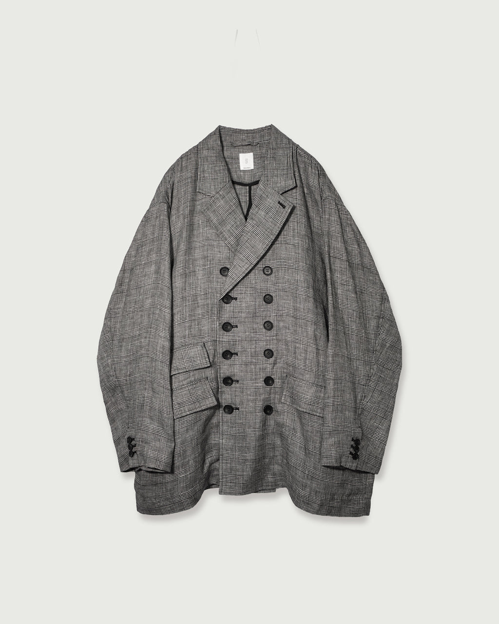Glen Check Linen Back-Open Button Design Semi-Double Jacket <#glen check>