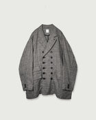 Glen Check Linen Back-Open Button Design Semi-Double Jacket <#glen check>