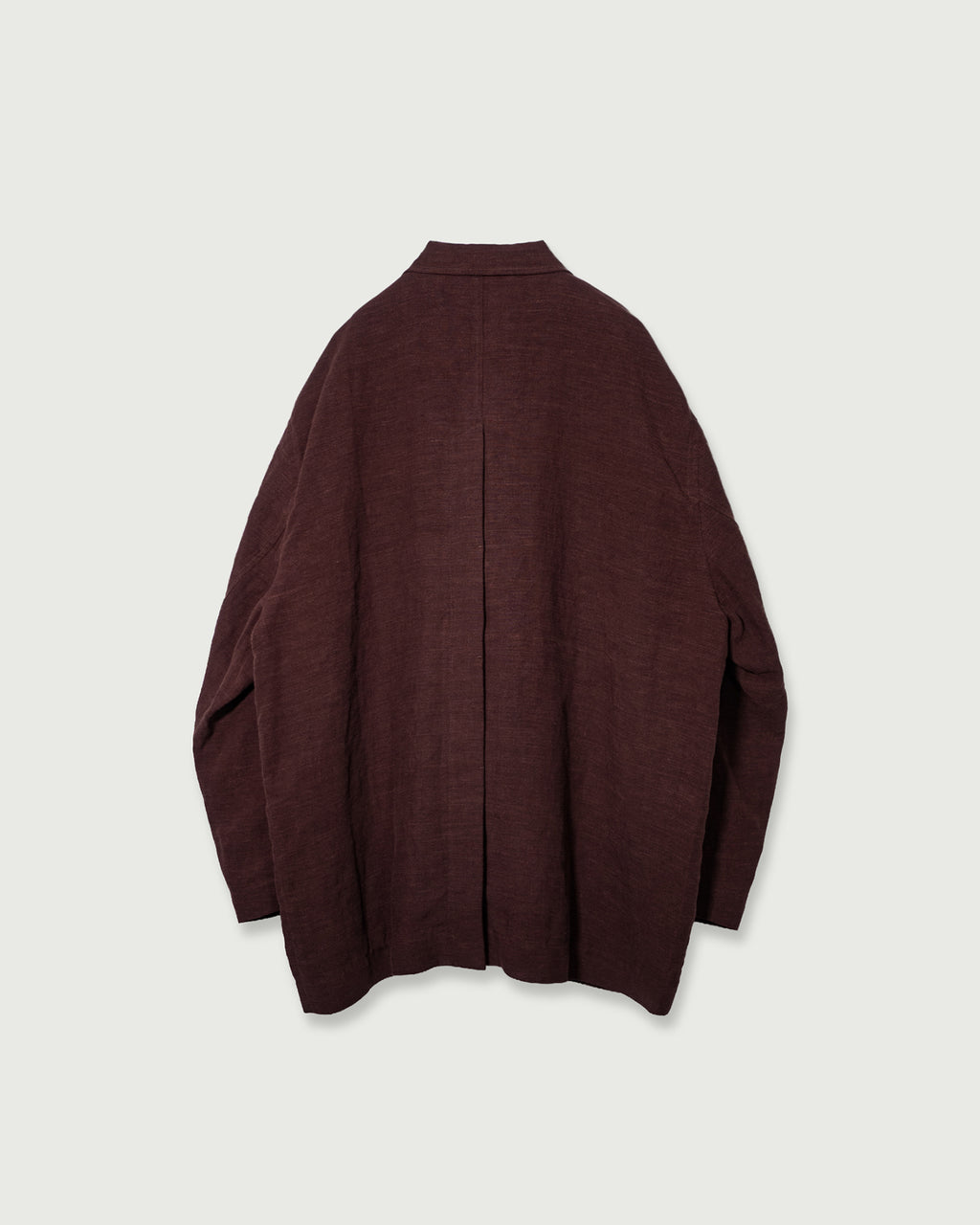 French Linen Back-Open Button Design Semi-Double Jacket <#burgundy>