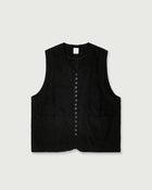 French Linen Back Belt Button Design V-Neck Vest <#black>
