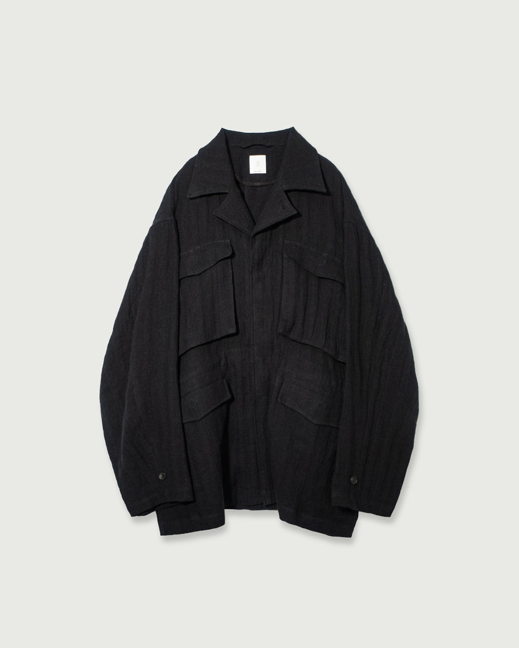 Linen Herringbone M-43 Field Jacket <#black>