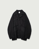 Linen Herringbone M-43 Field Jacket <#black>