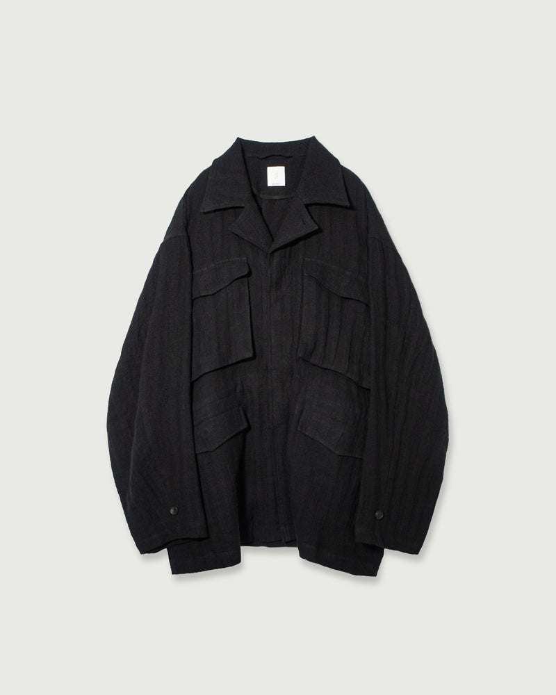 Linen Herringbone M-43 Field Jacket <#black>