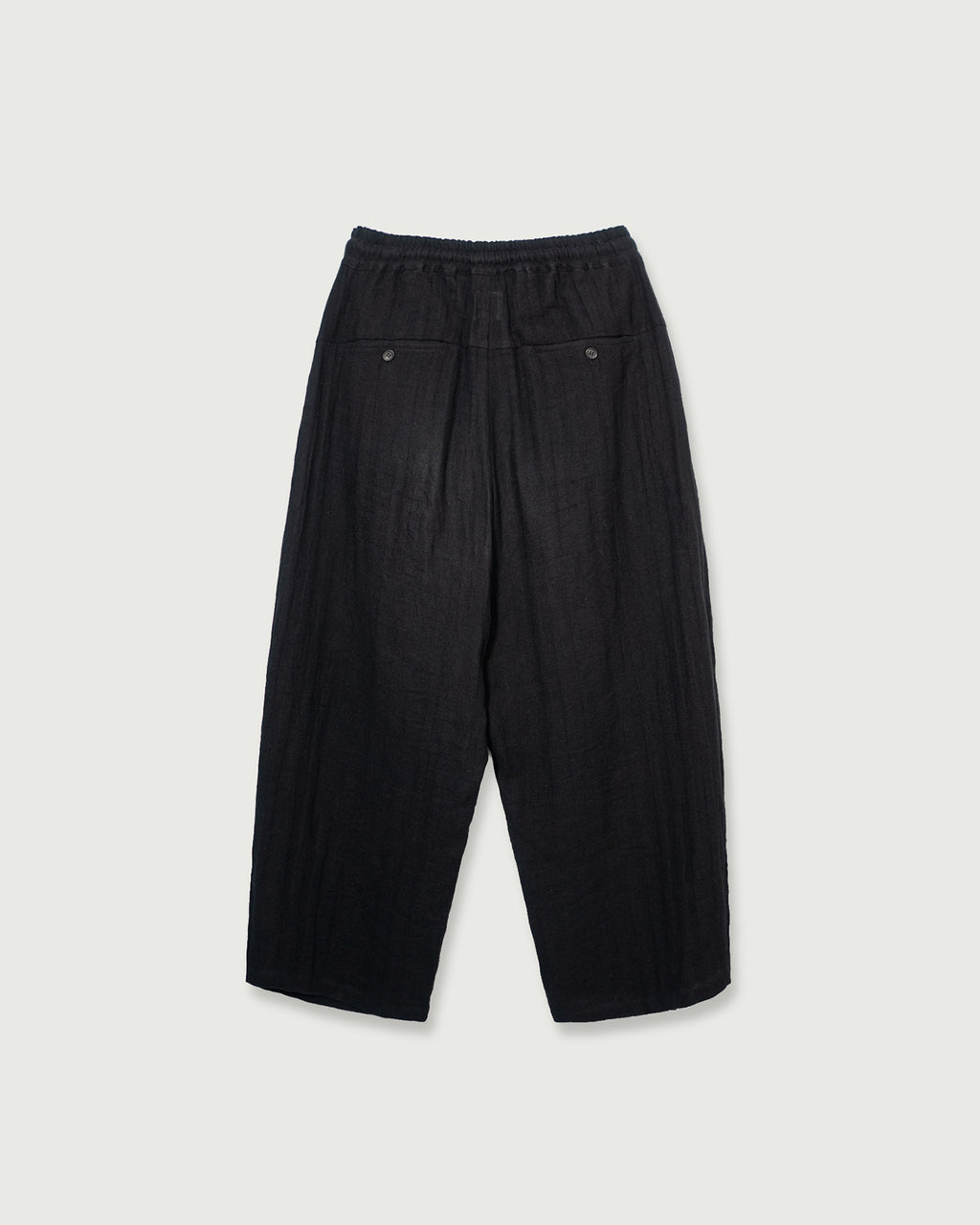 Linen Herringbone Button-Fly Easy Sarouel Pants <#black>