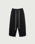 Linen Herringbone Button-Fly Easy Sarouel Pants <#black>