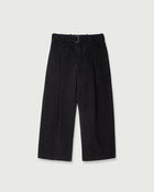 Cotton Chino Belted Wide Tapered 1Tuck Baggy Pants <#black>