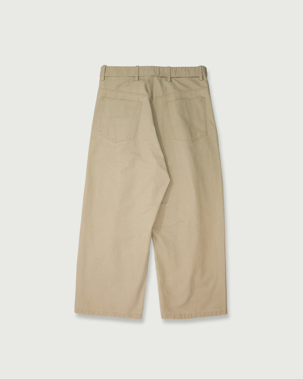 Cotton Chino Belted Wide Tapered 1Tuck Baggy Pants <#beige>