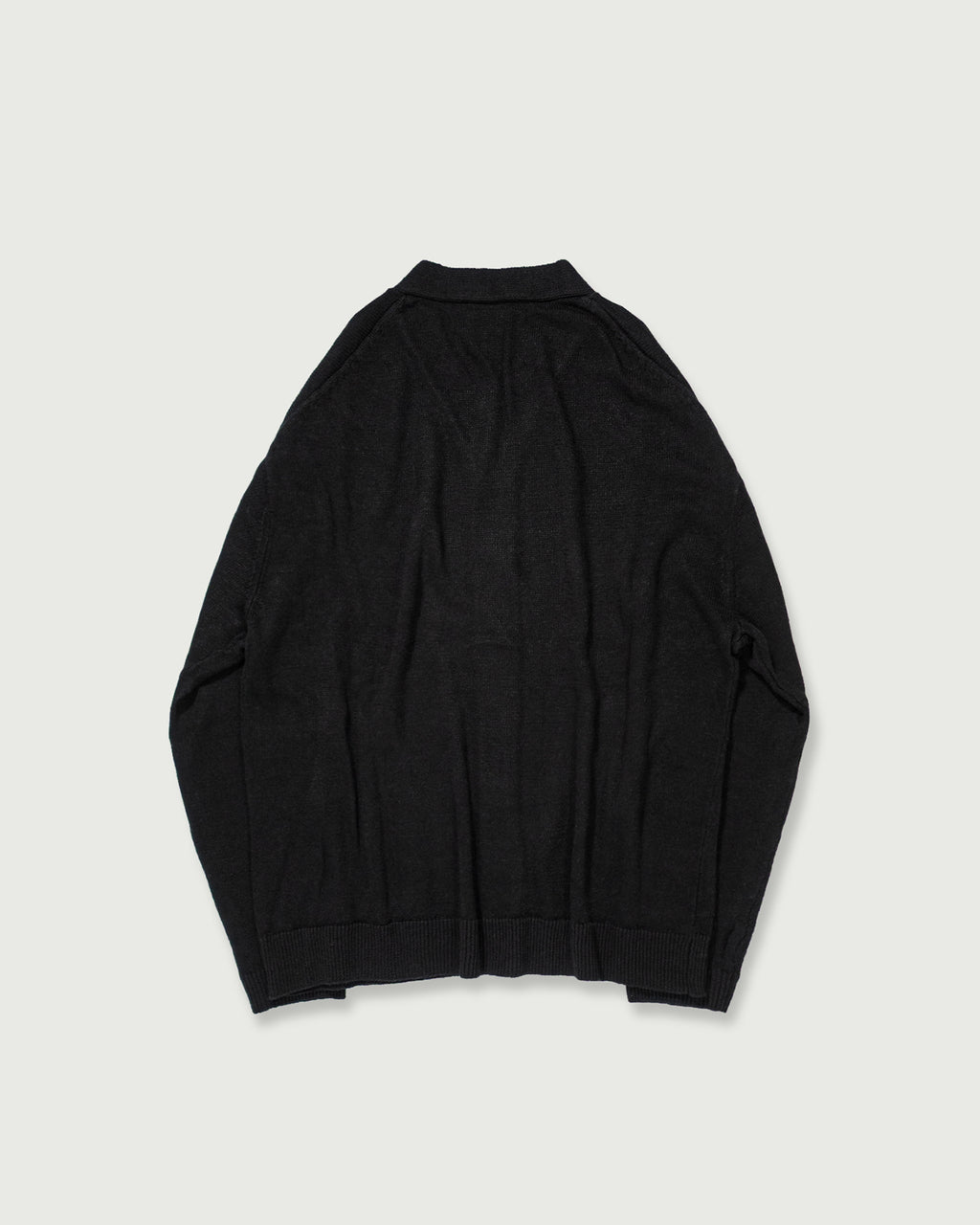 Linen Mid-Gauge V-Neck Knit Gown Cardigan <#black>