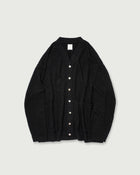 Linen Mid-Gauge V-Neck Knit Gown Cardigan <#black>