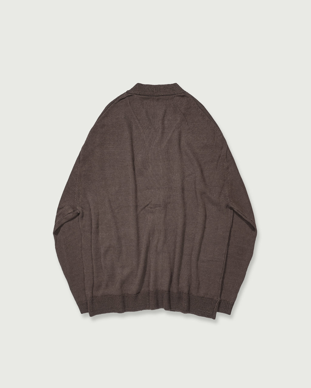 Linen Mid-Gauge V-Neck Knit Gown Cardigan <#brown>
