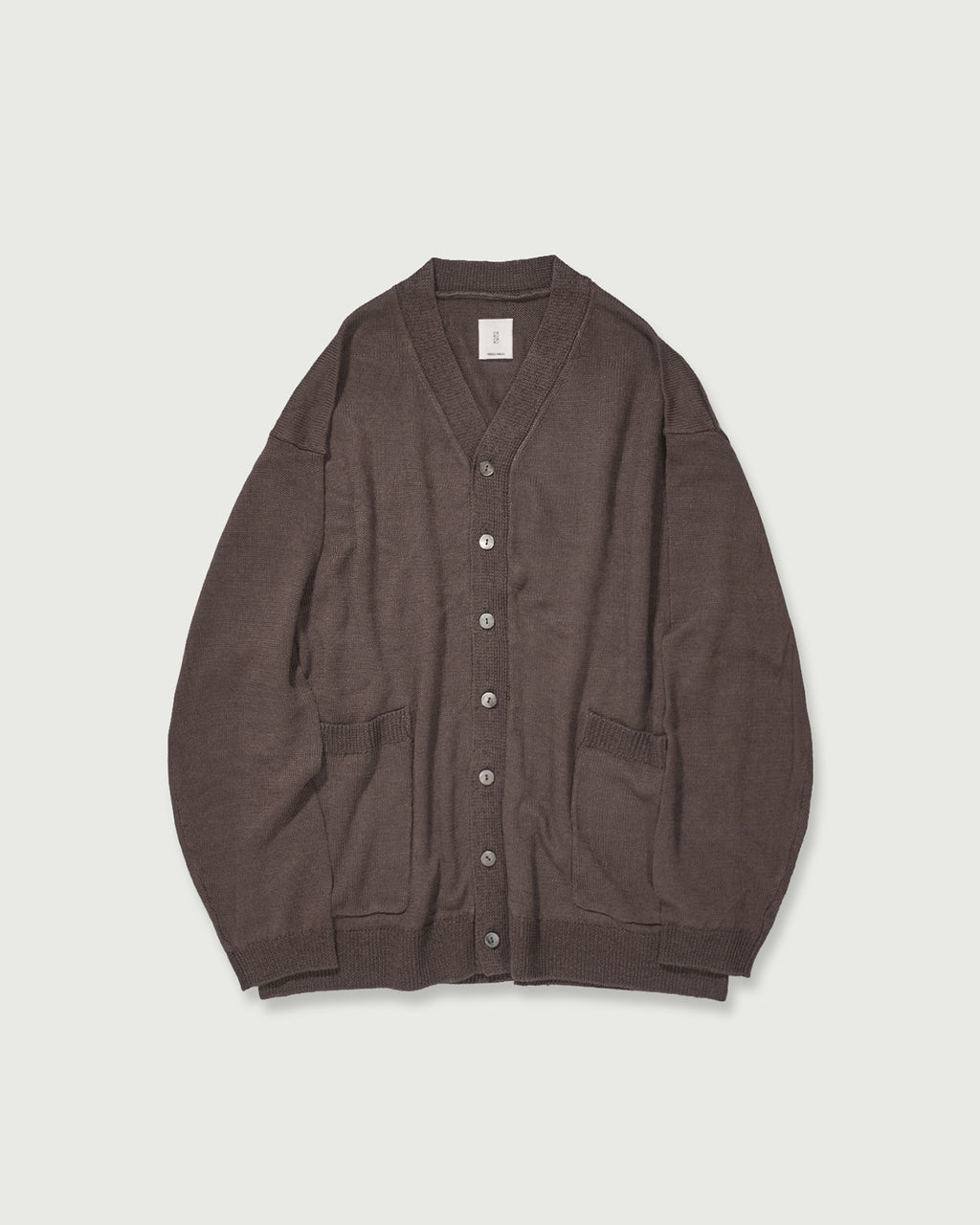 Linen Mid-Gauge V-Neck Knit Gown Cardigan <#brown>
