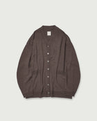 Linen Mid-Gauge V-Neck Knit Gown Cardigan <#brown>
