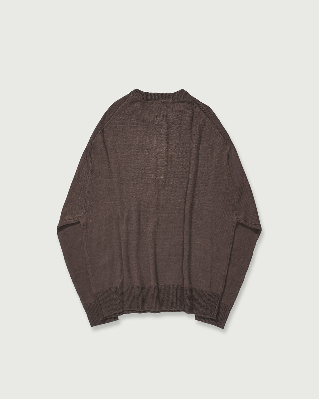 Linen Mid-Gauge Henley Neck Knit Pullover <#brown>