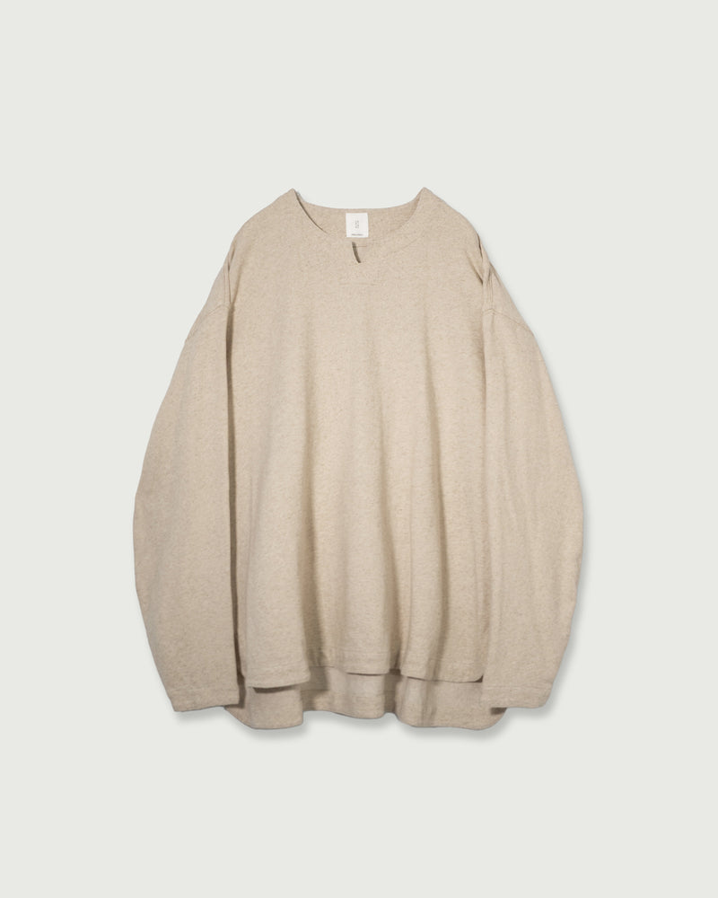 Cotton Linen Hem Round Skipper Long-Sleeve Tee <#ivory>
