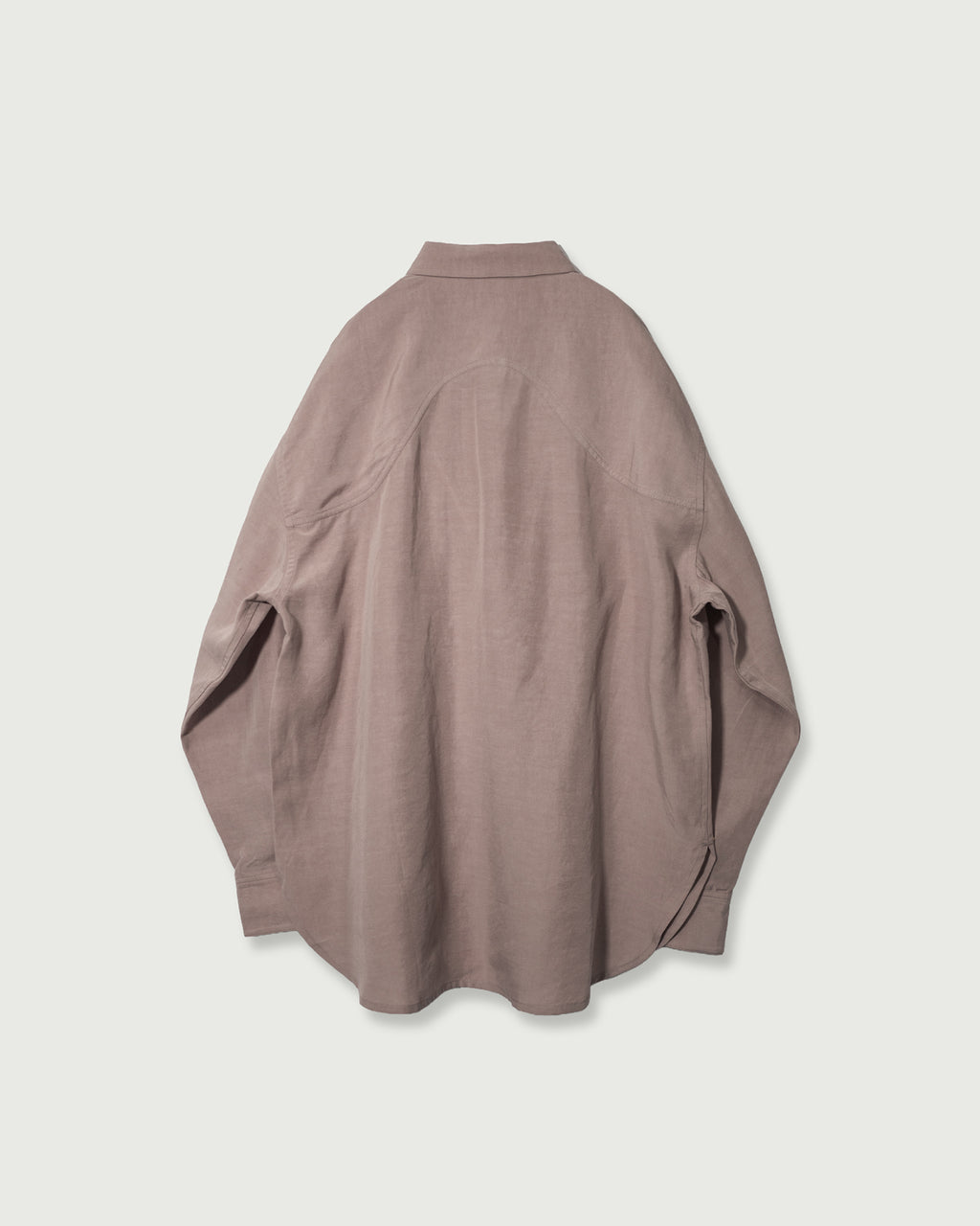 Linen-Tencel Double Pocket Regular Collar Over Shirt <#smoke pink>