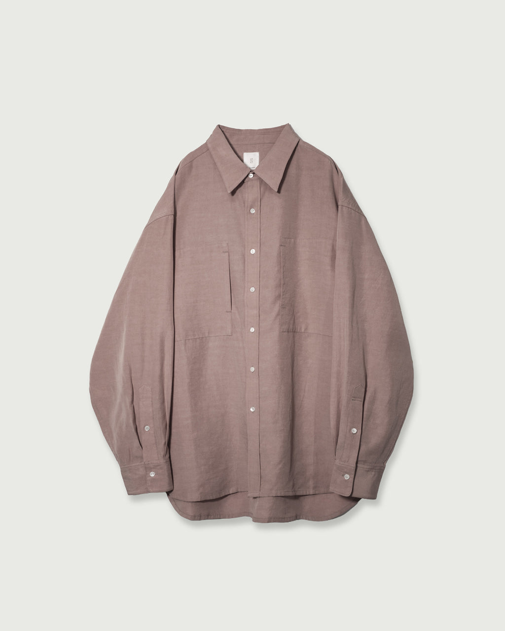 Linen-Tencel Double Pocket Regular Collar Over Shirt <#smoke pink>