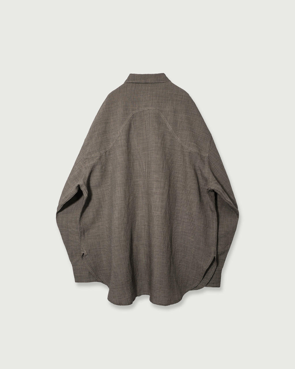 Linen-Tencel Double Pocket Regular Collar Over Shirt <#black×beige>